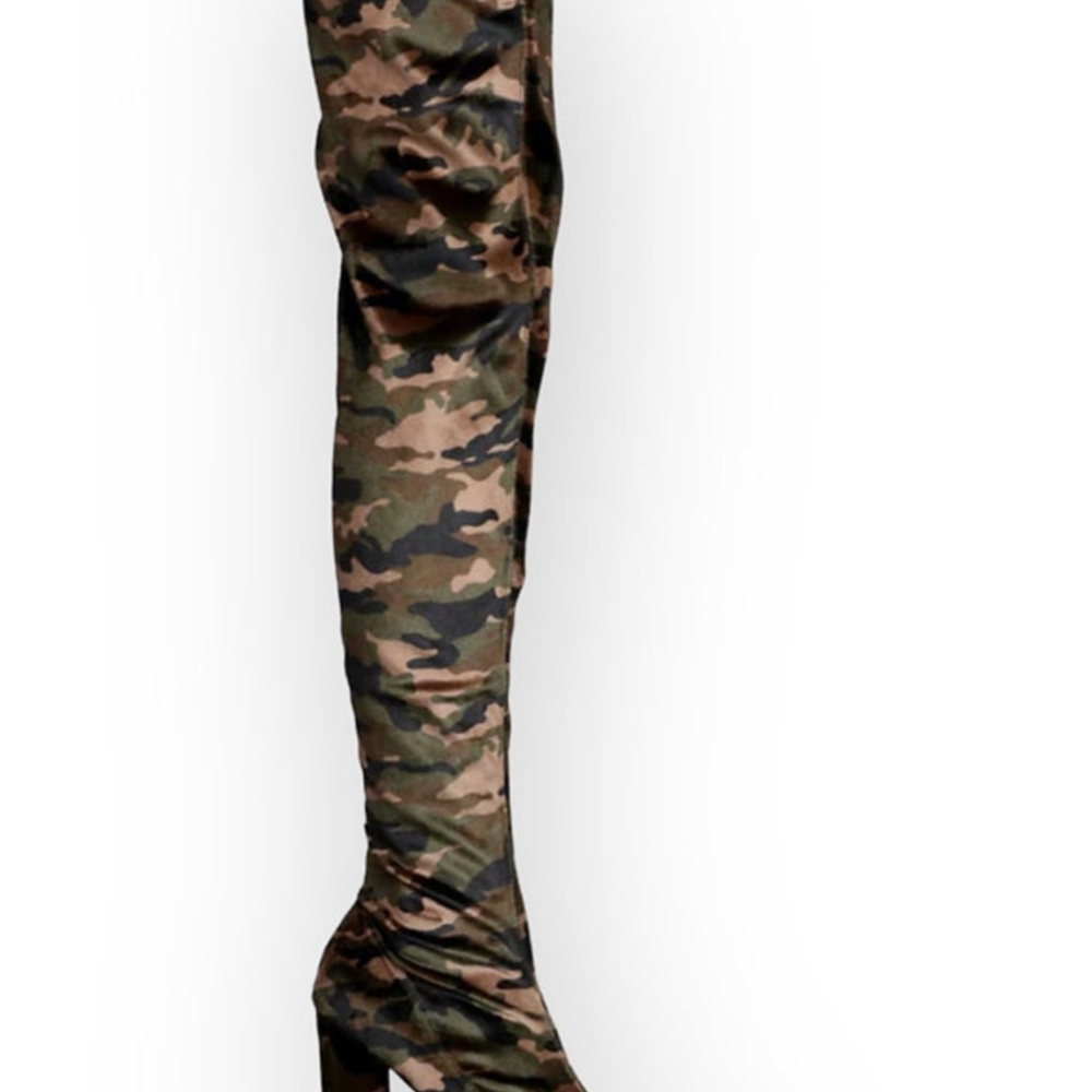 Qupid Camouflage Over-the-Knee Boots